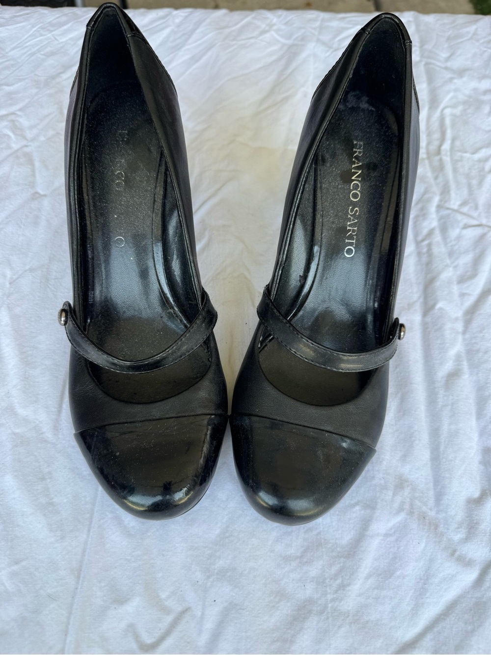 Franco Sarto Black Mary Jane Heel Pumps